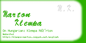 marton klempa business card